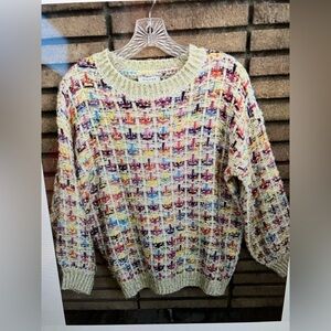 Stellah Anthropologie Multicolor Ribbon  Women's Sweater Size XS NWT